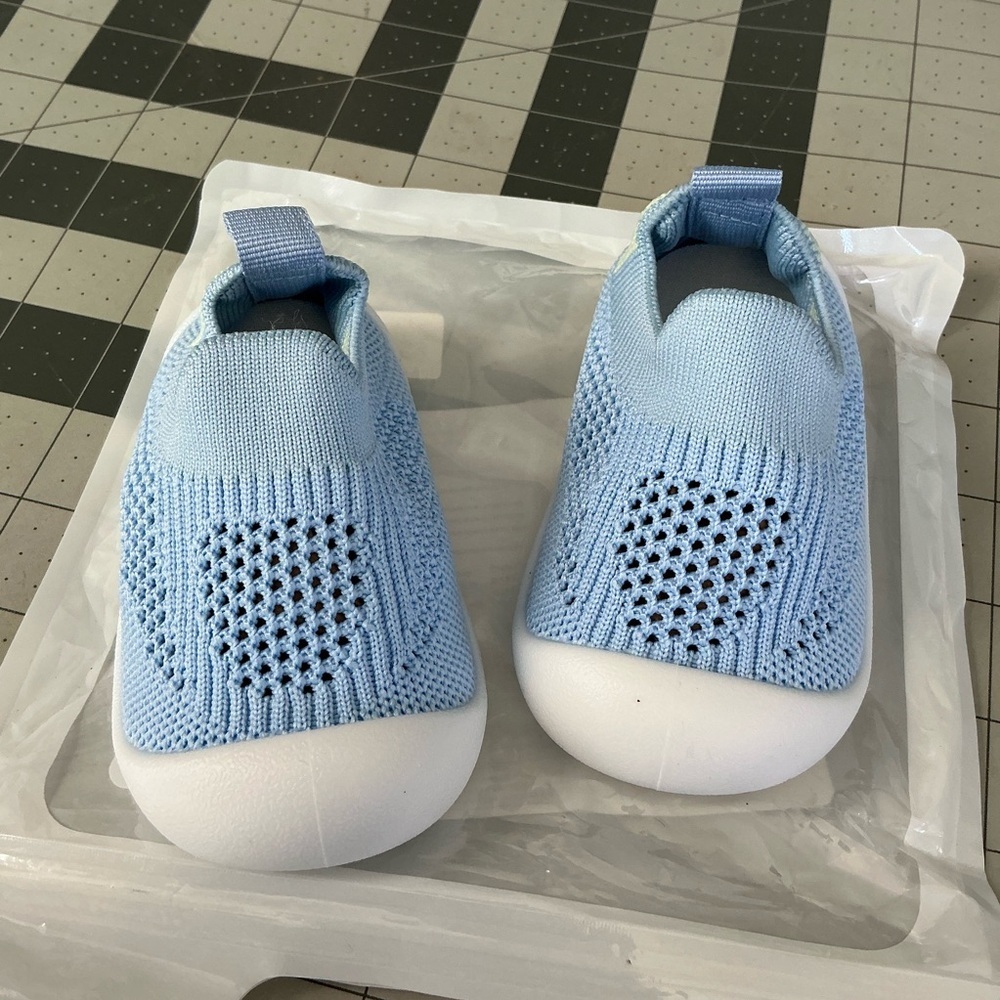 Light Blue Knit Slip-On Sneakers - Picture 6 of 6